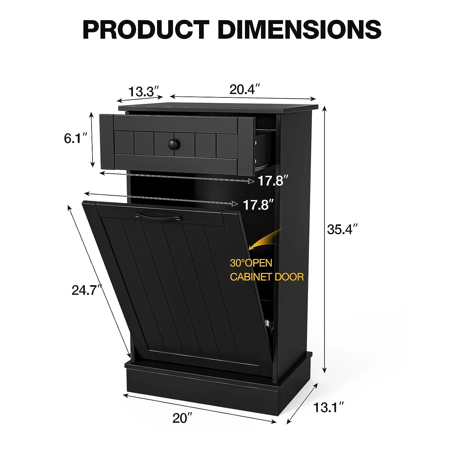 IKIFLY Black Tilt Out Trash Bin Cabinet, 10 Gallon Dog Proof Trash Can Holder Kitchen Island with Garbage Bin or Tilt Out Laundry Hamper - Curated Treasures Market