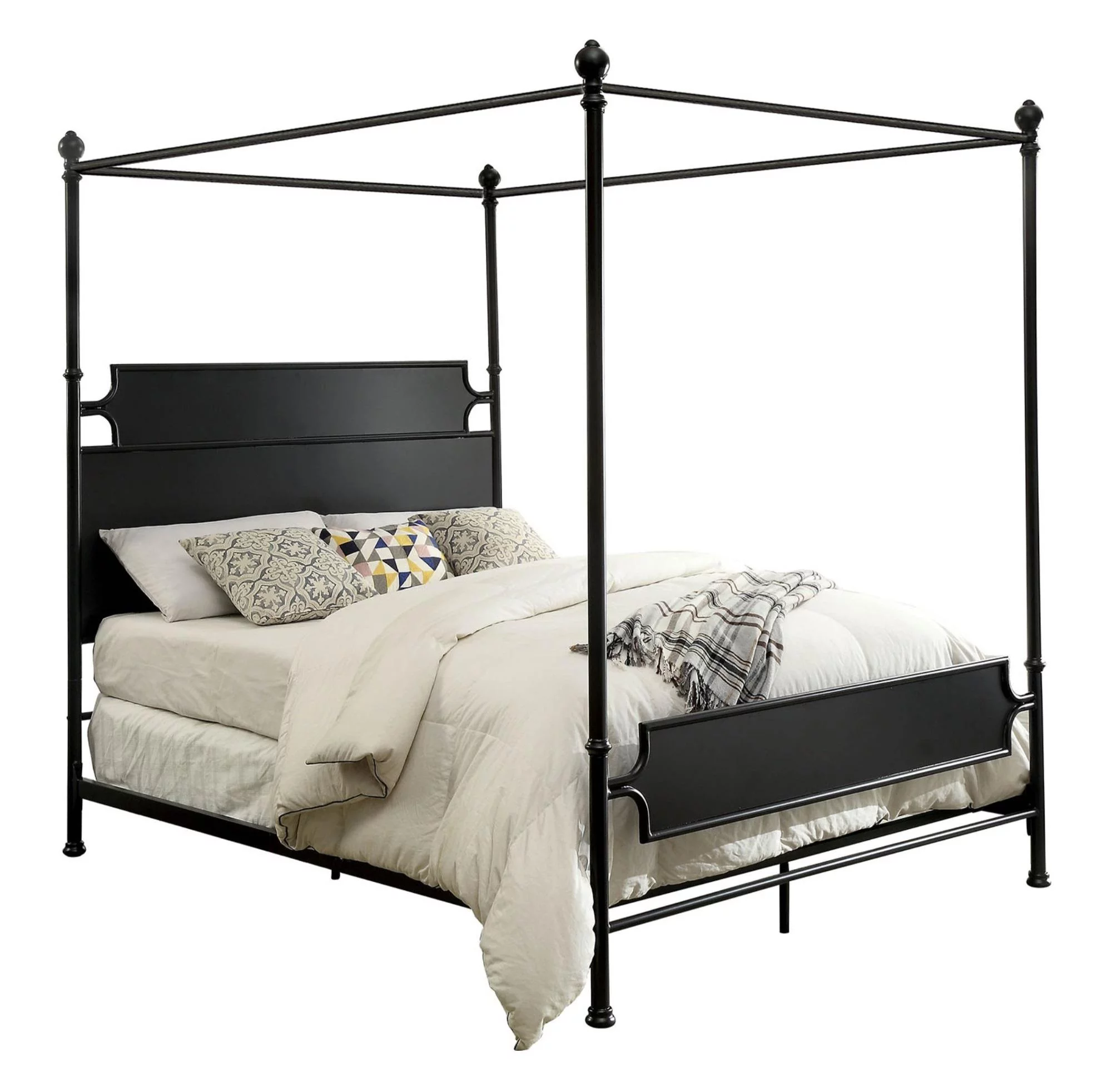 Transitional Black Metal Queen Bedroom Set 6pcs FOA CM7424BR Beatrix