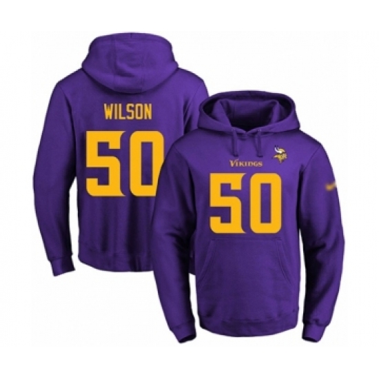 Football Men's Minnesota Vikings #50 Eric Wilson Purple(Gold No.) Name & Number Pullover Hoodie