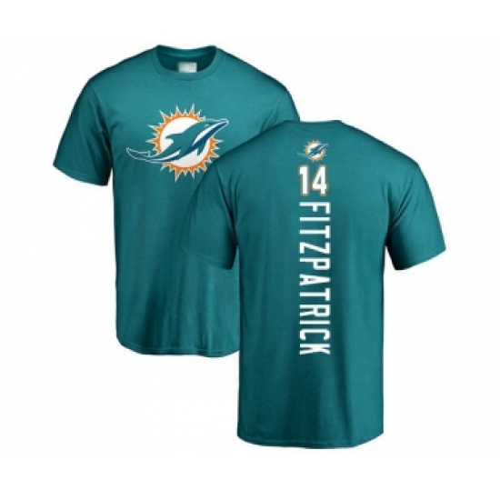 Football Miami Dolphins #14 Ryan Fitzpatrick Aqua Green Backer T-Shirt