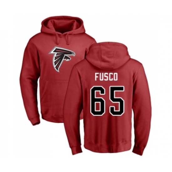 Football Atlanta Falcons #65 Brandon Fusco Red Name & Number Logo Pullover Hoodie