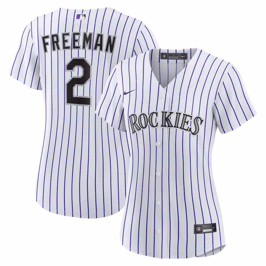 Women's Colorado Rockies Tyler Freeman Nike White Home Replica Jersey