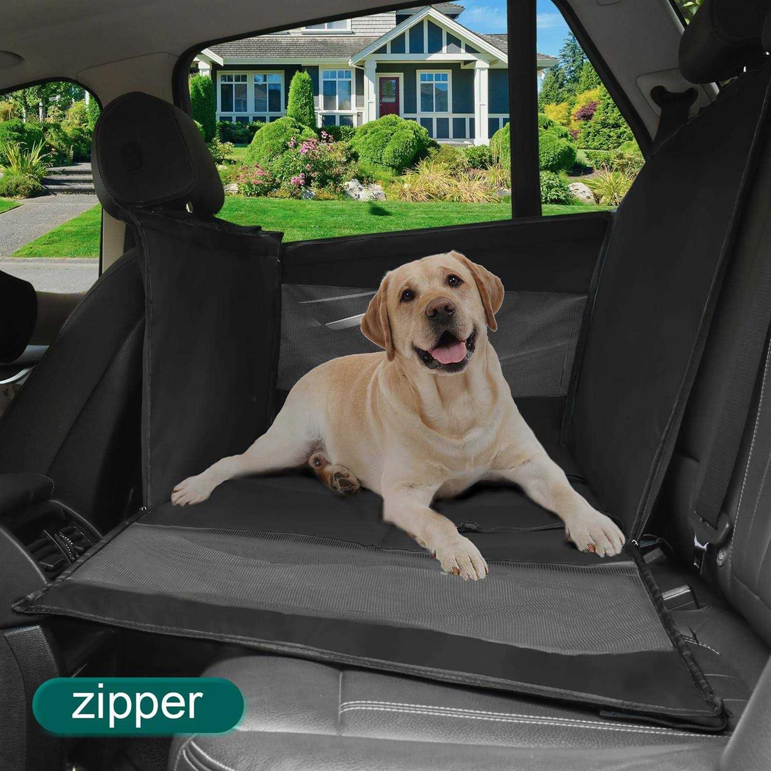 ELEGX 29.5 Extra Large Dog Car Seat,for Up to 65 lbs or 2 Small Dogs,Dog Booster Car Seat,Seat Extender for Dogs,Ventilated and Breathable,with 4