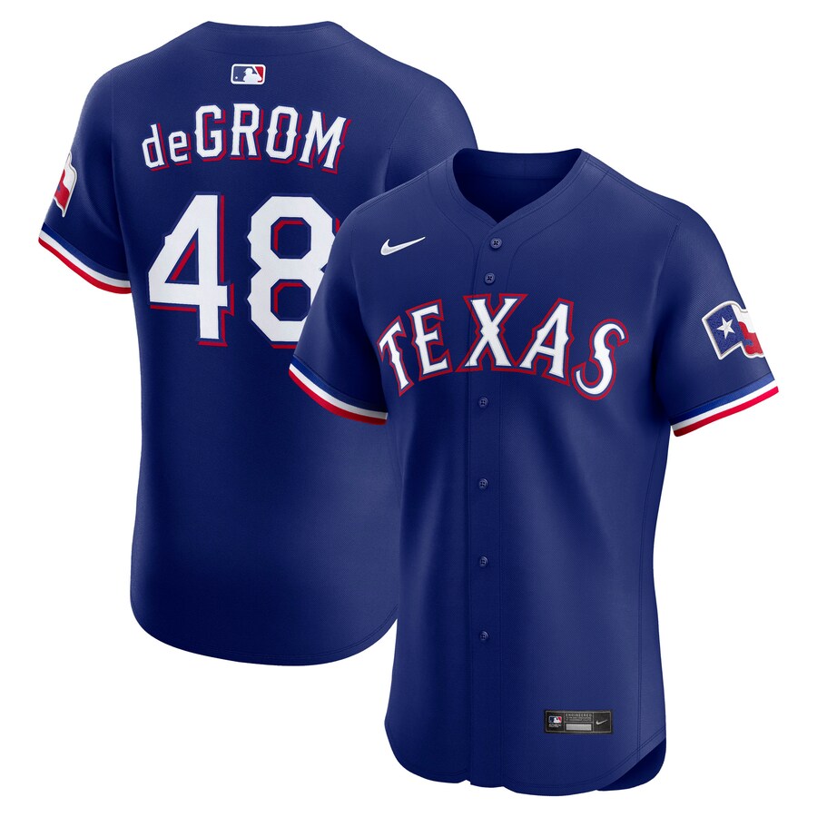 Men's Texas Rangers Jacob deGrom Nike Royal Alternate 2 Elite Jersey