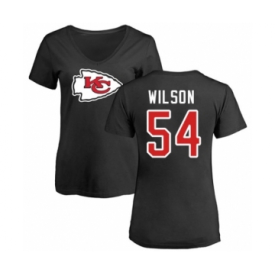 Football Women's Kansas City Chiefs #54 Damien Wilson Black Name & Number Logo Slim Fit T-Shirt