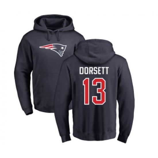 Football New England Patriots #13 Phillip Dorsett Navy Blue Name & Number Logo Pullover Hoodie