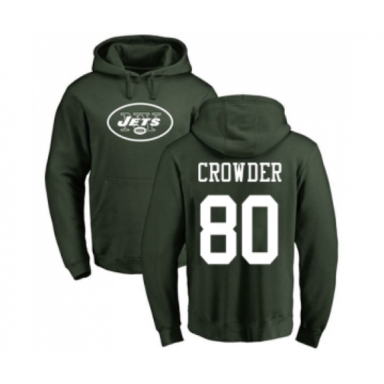 Football New York Jets #80 Jamison Crowder Green Name & Number Logo Pullover Hoodie