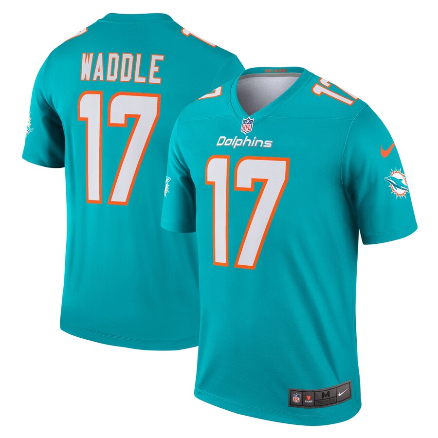 Men's Miami Dolphins Jaylen Waddle Nike Aqua Legend Player Performance Top