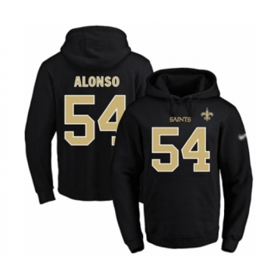 Football Men's New Orleans Saints #54 Kiko Alonso Black Name & Number Pullover Hoodie