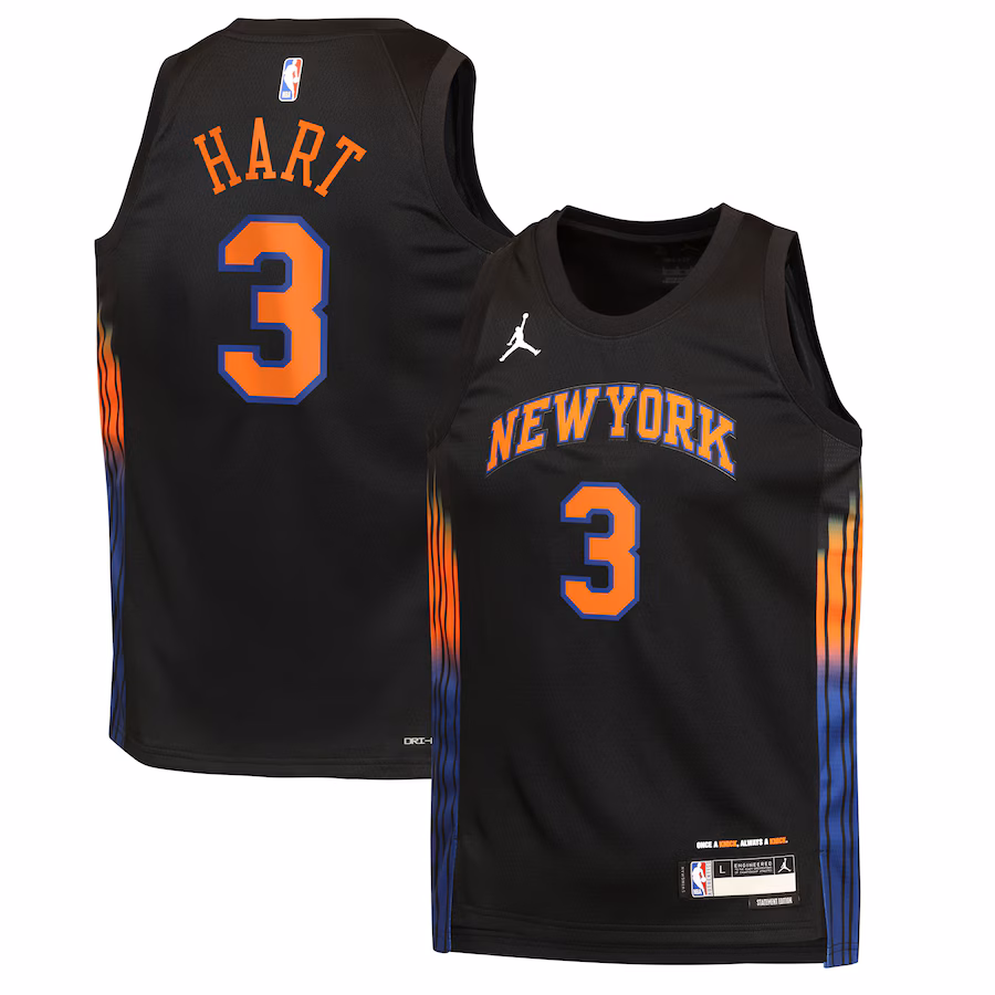 Youth New York Knicks Josh Hart Jordan Brand Black Swingman Jersey - Statement Edition