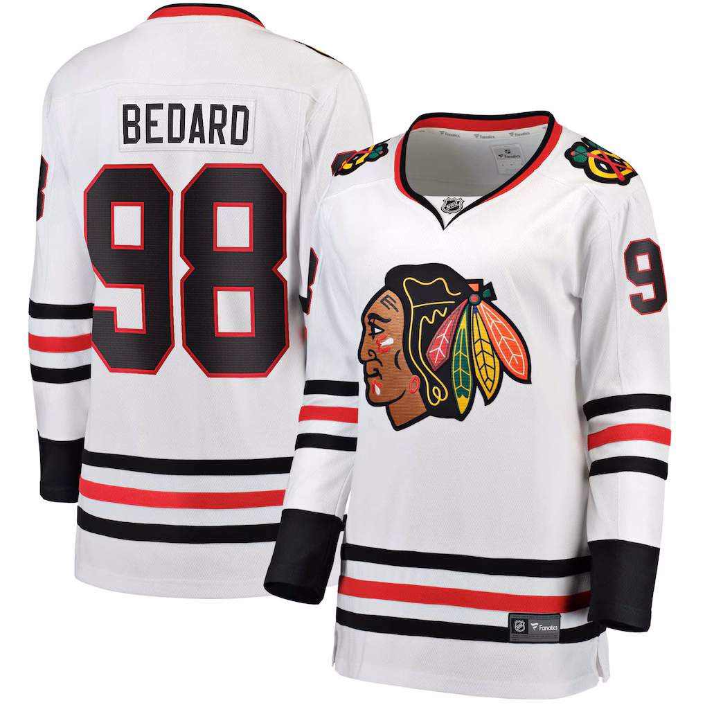 Women's Chicago Blackhawks Connor Bedard Fanatics White Away Breakaway Jersey