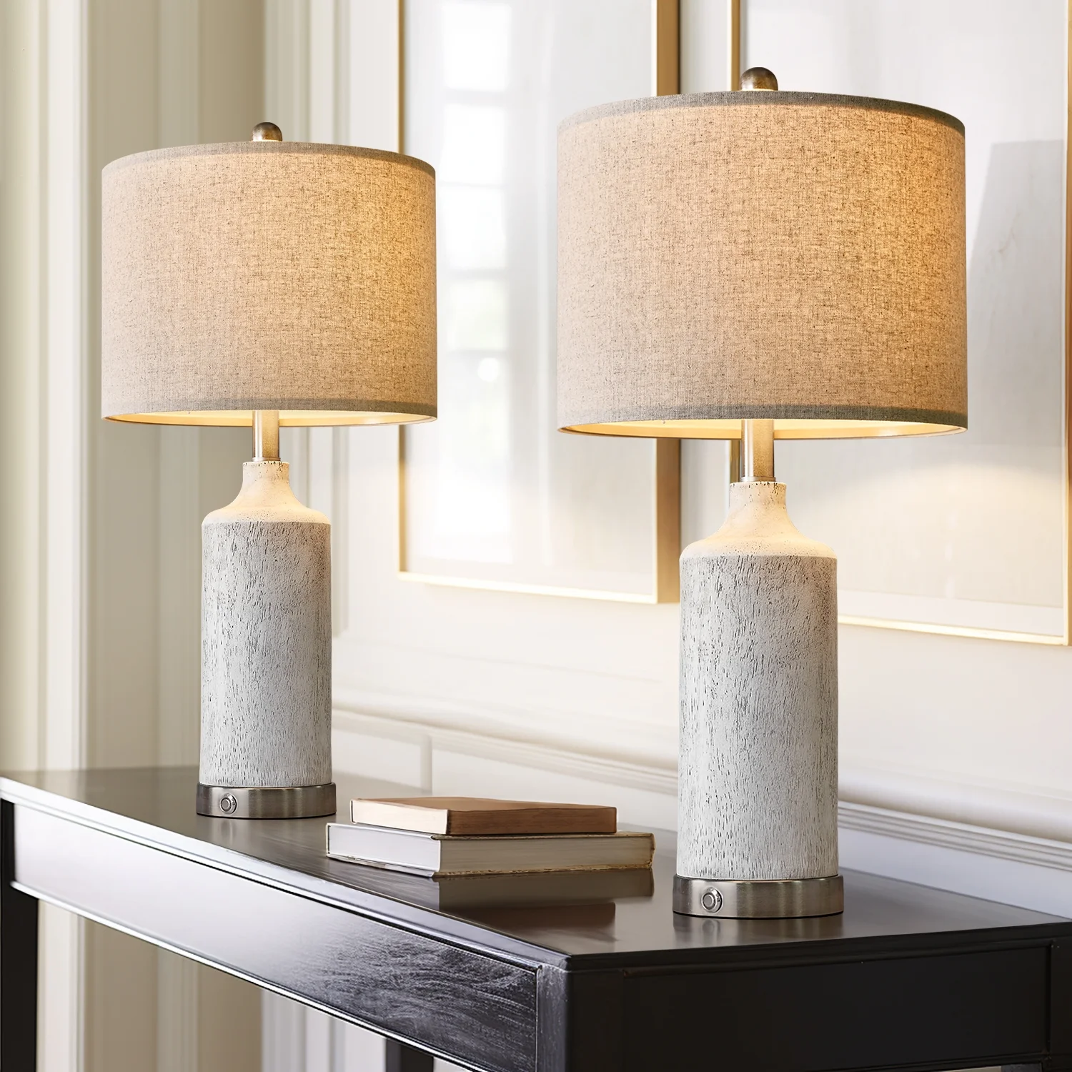 Oneach 3 Way Dimmable Table Lamp Set of 2 with USBC+A, 24