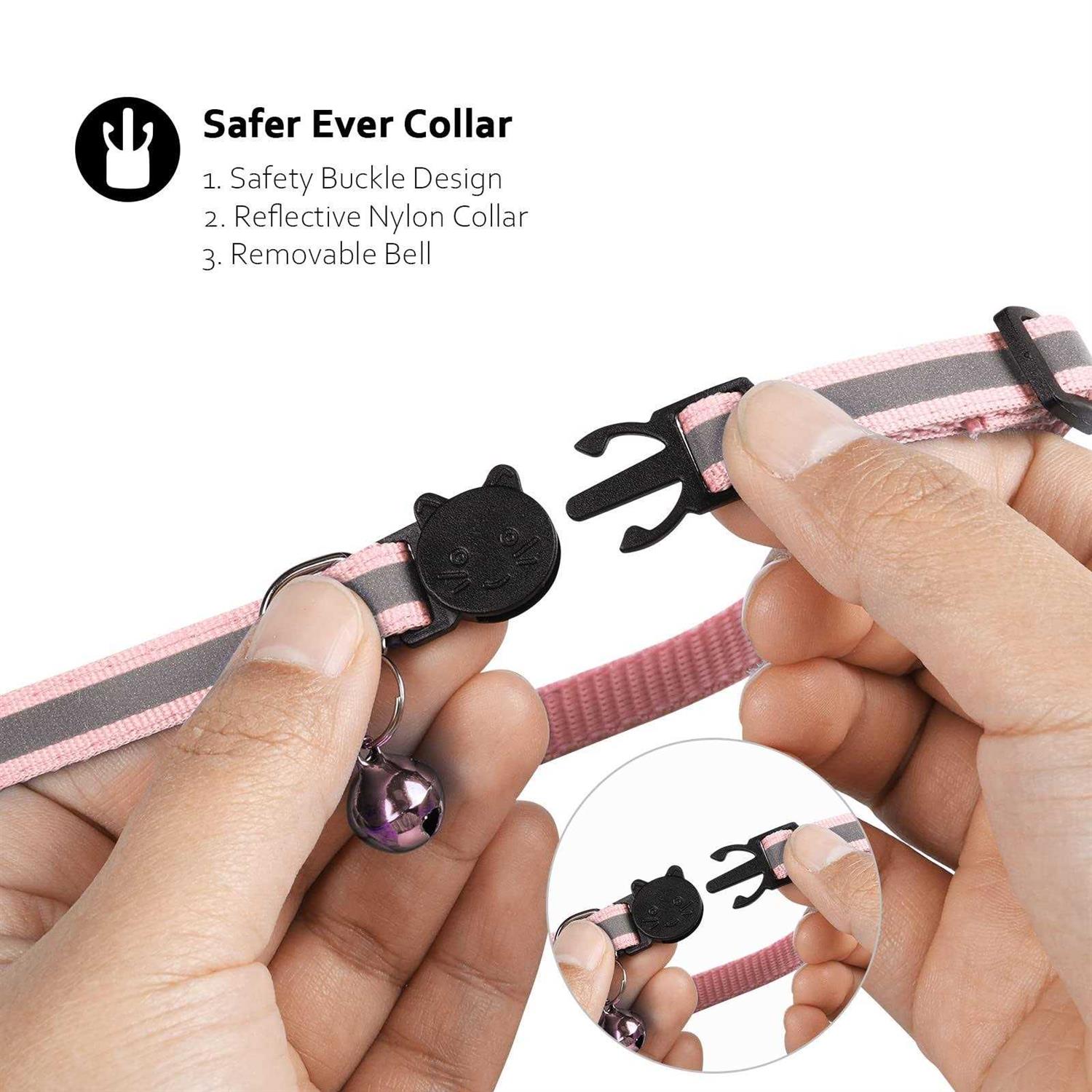 Airtag Cat Collar with Breakaway Bell Reflective Strap with Air Tag Case for Cat Kitten