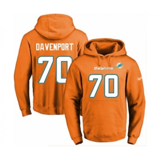 Football Men's Miami Dolphins #70 Julie'n Davenport Orange Name & Number Pullover Hoodie