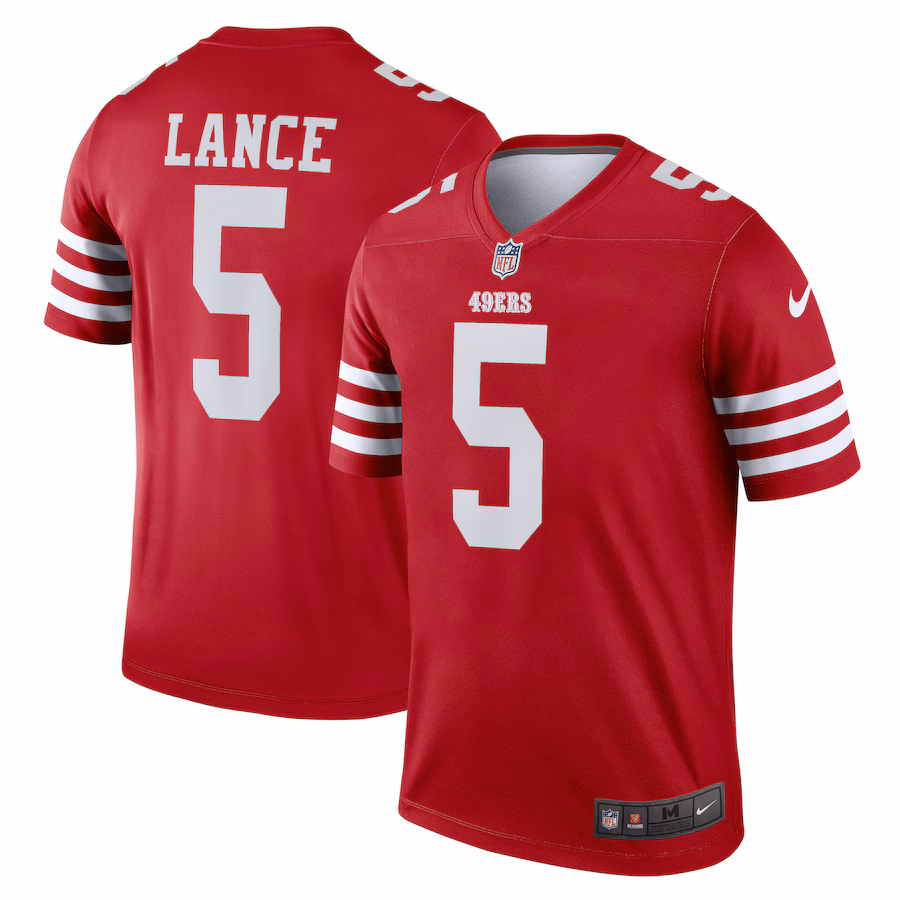 Men's San Francisco 49ers Trey Lance Nike Scarlet Legend Player Performance Top
