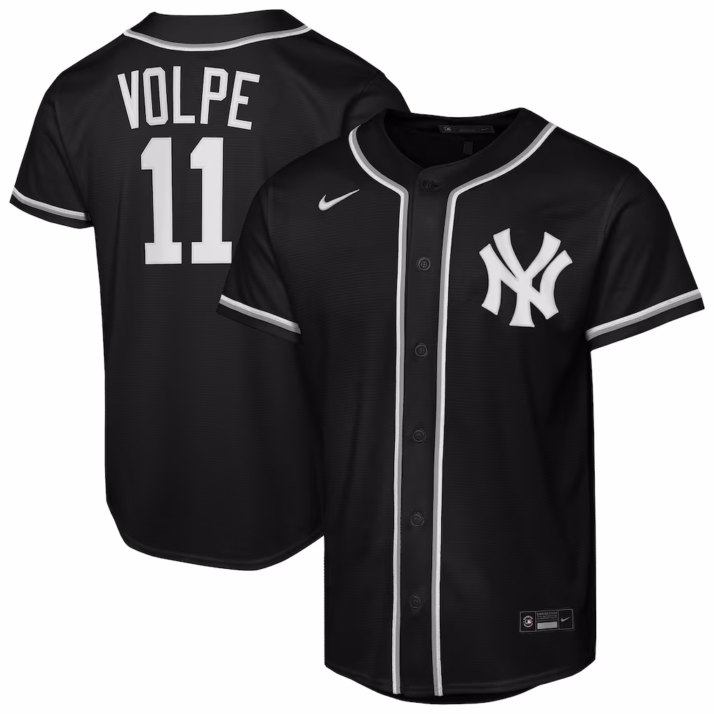 Youth New York Yankees Anthony Volpe Nike Black Fashion Replica Player Jersey