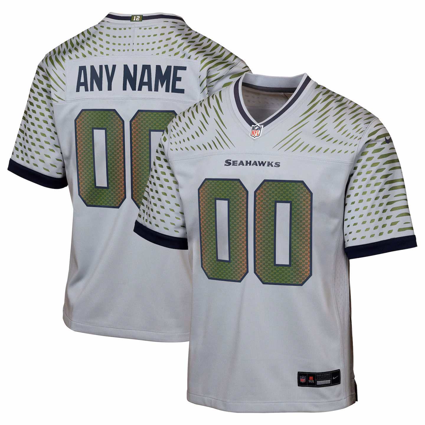 Youth Seattle Seahawks Nike Wolf Gray 2025 Rivalries Collection Custom Game Jersey