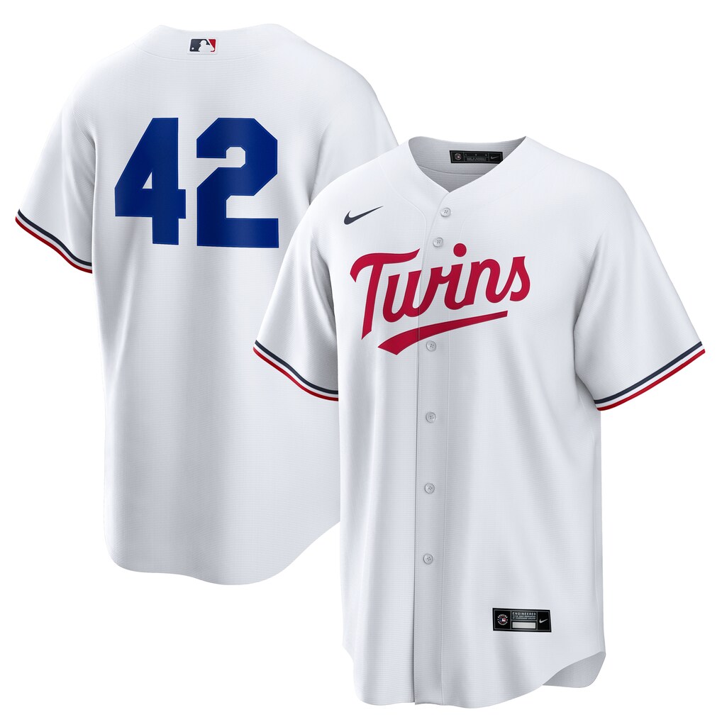 Men's Minnesota Twins Nike White Home  2025 Jackie Robinson Day Replica Jersey