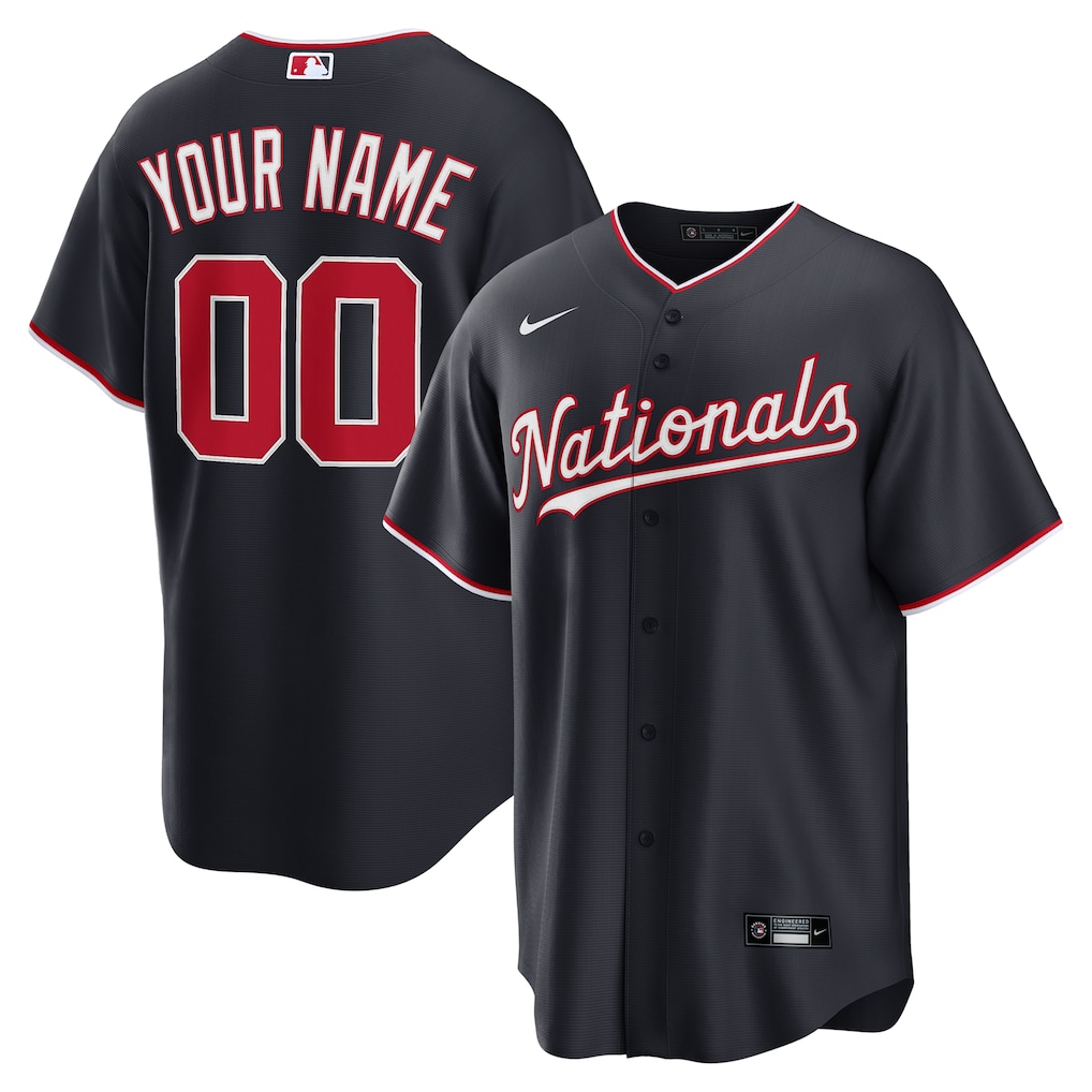 Men's  Washington Nationals  Nike Navy Alternate Custom Replica Jersey