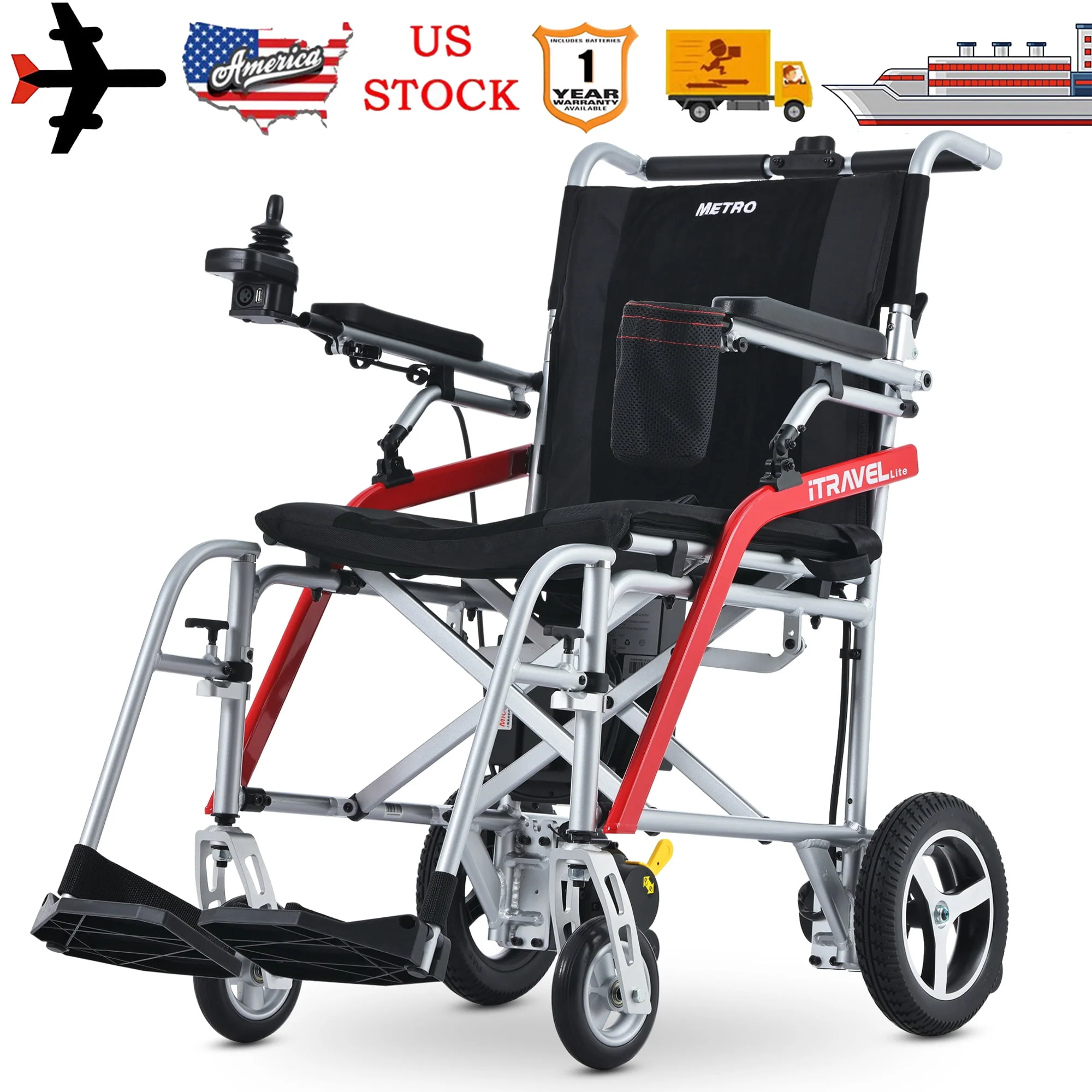 Segmart Intelligent Electric Wheelchair for Adults, 33lbs Lightweight Foldable Electric Travel Size Motorized Wheelchair Up to 13 Miles, Air Travel Allowed, Anti-Tipper, 220LBS, Silver