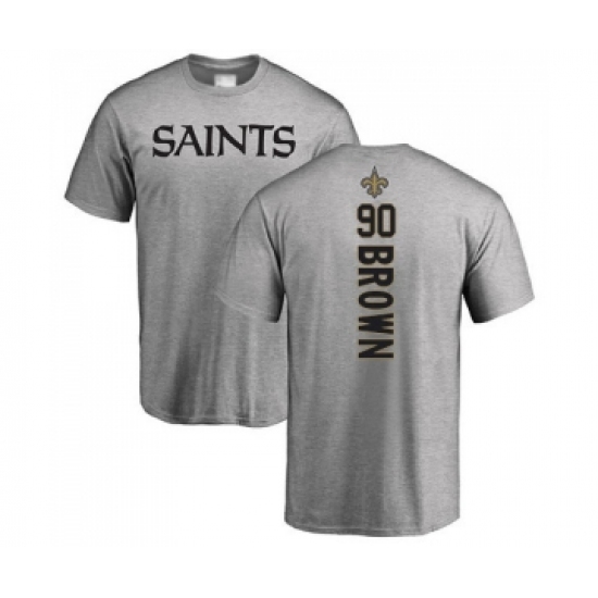 Football New Orleans Saints #90 Malcom Brown Ash Backer T-Shirt