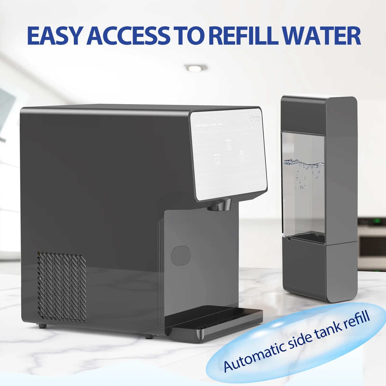 KBICE 3.0 Self Dispensing Countertop Nugget Ice Maker, Crunchy Pebble Ice Maker with Water Tank