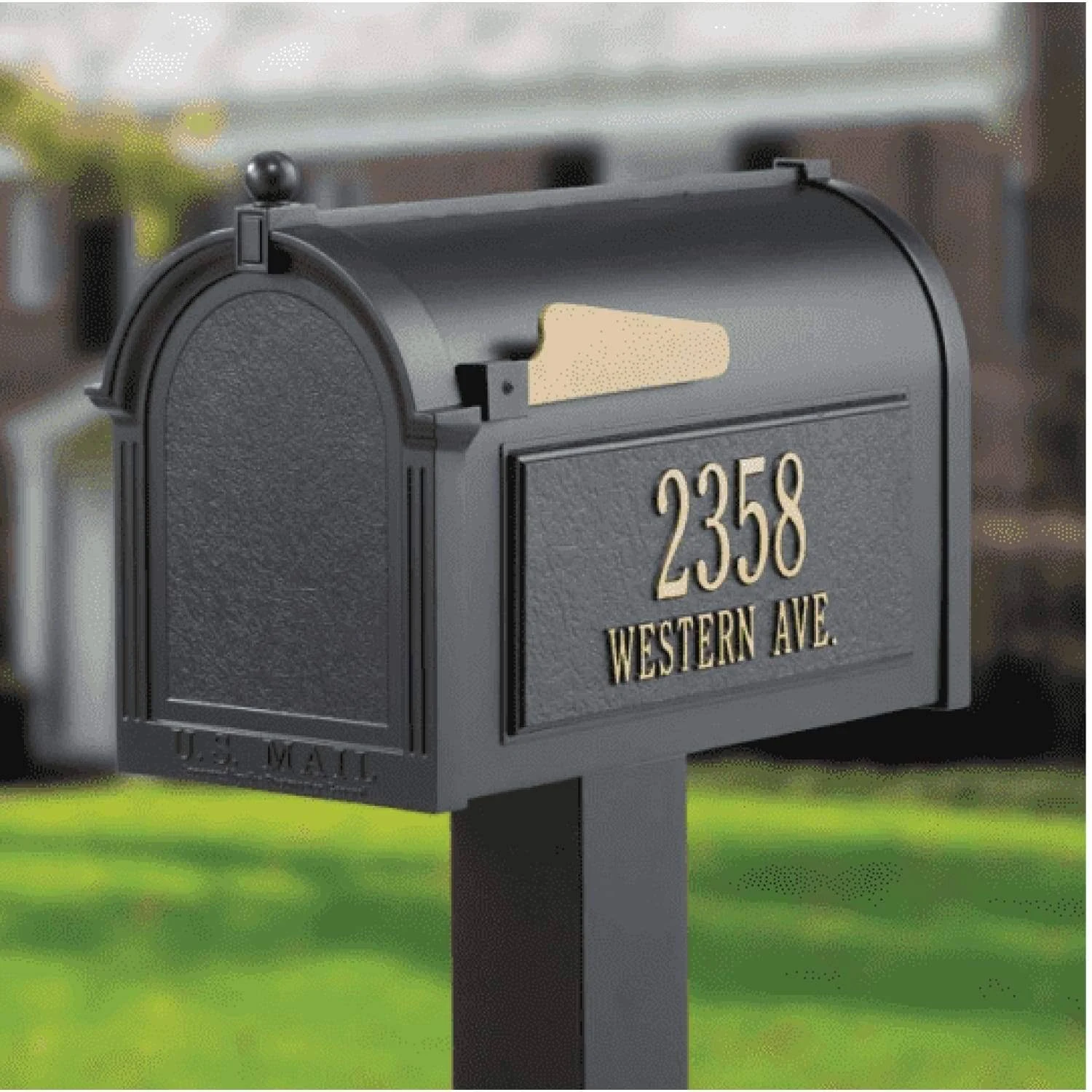 Whitehall 16311 Premium Mailbox Package, Black