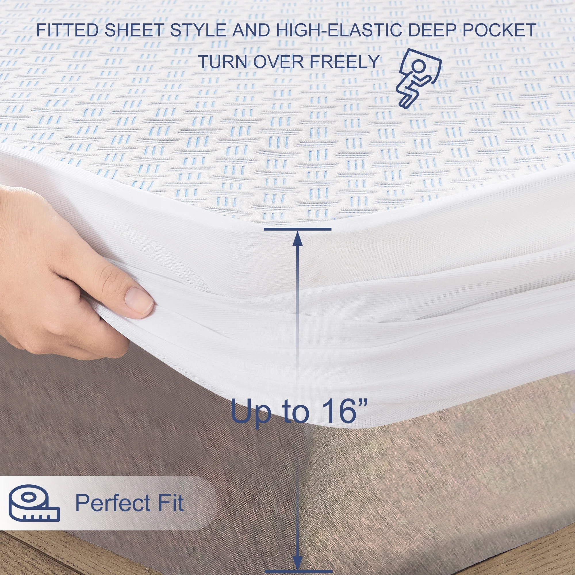 ACCURATEX Mattress Protector Twin Size - 100% Waterproof Breathable&Cooling 3D Air Mattress Cover -Soft Smooth Noiseless Mattress Pad Cover,16'' Fitted Deep Pocket(39