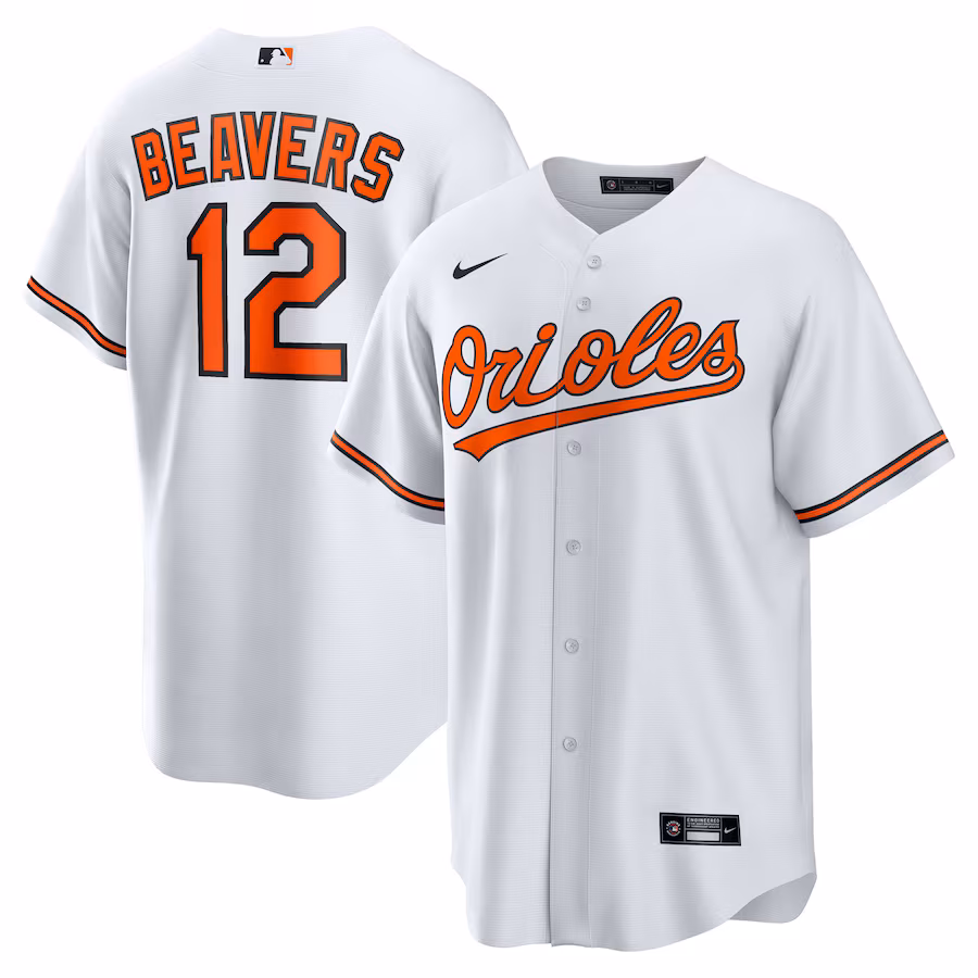 Youth Baltimore Orioles Dylan Beavers Nike White Home Replica Jersey