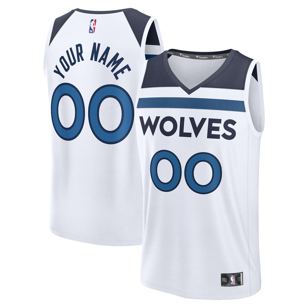 Men's Minnesota Timberwolves Fanatics White Fast Break Custom Jersey - Association Edition