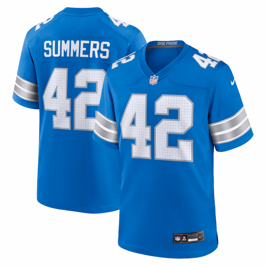 Men's Detroit Lions Ty Summers Nike Blue Team Game Jersey