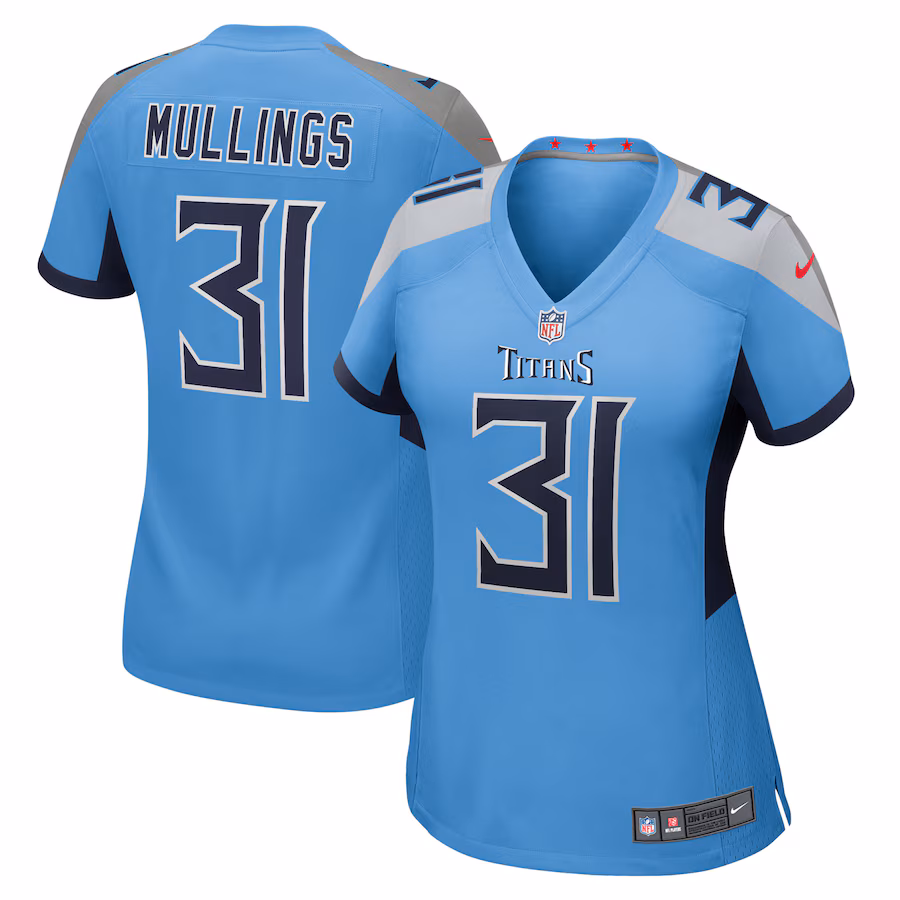 Women's Tennessee Titans Kalel Mullings Nike Light Blue Team Game Jersey