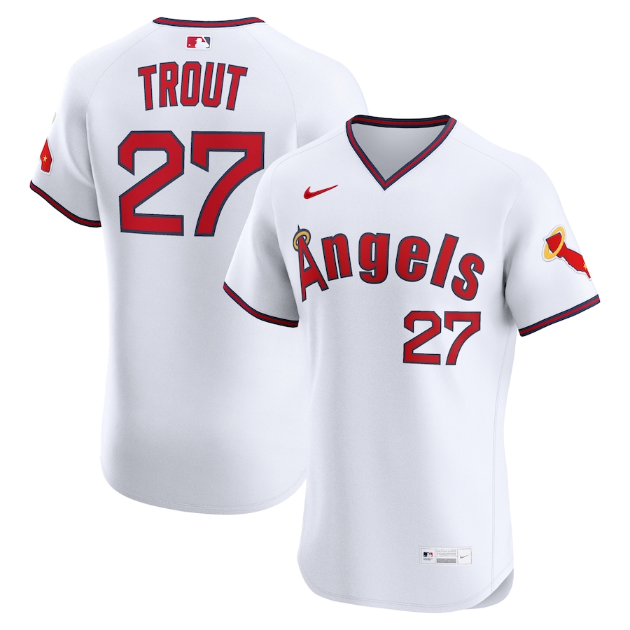 Men's Los Angeles Angels Mike Trout Nike White Alternate 2 Elite Jersey
