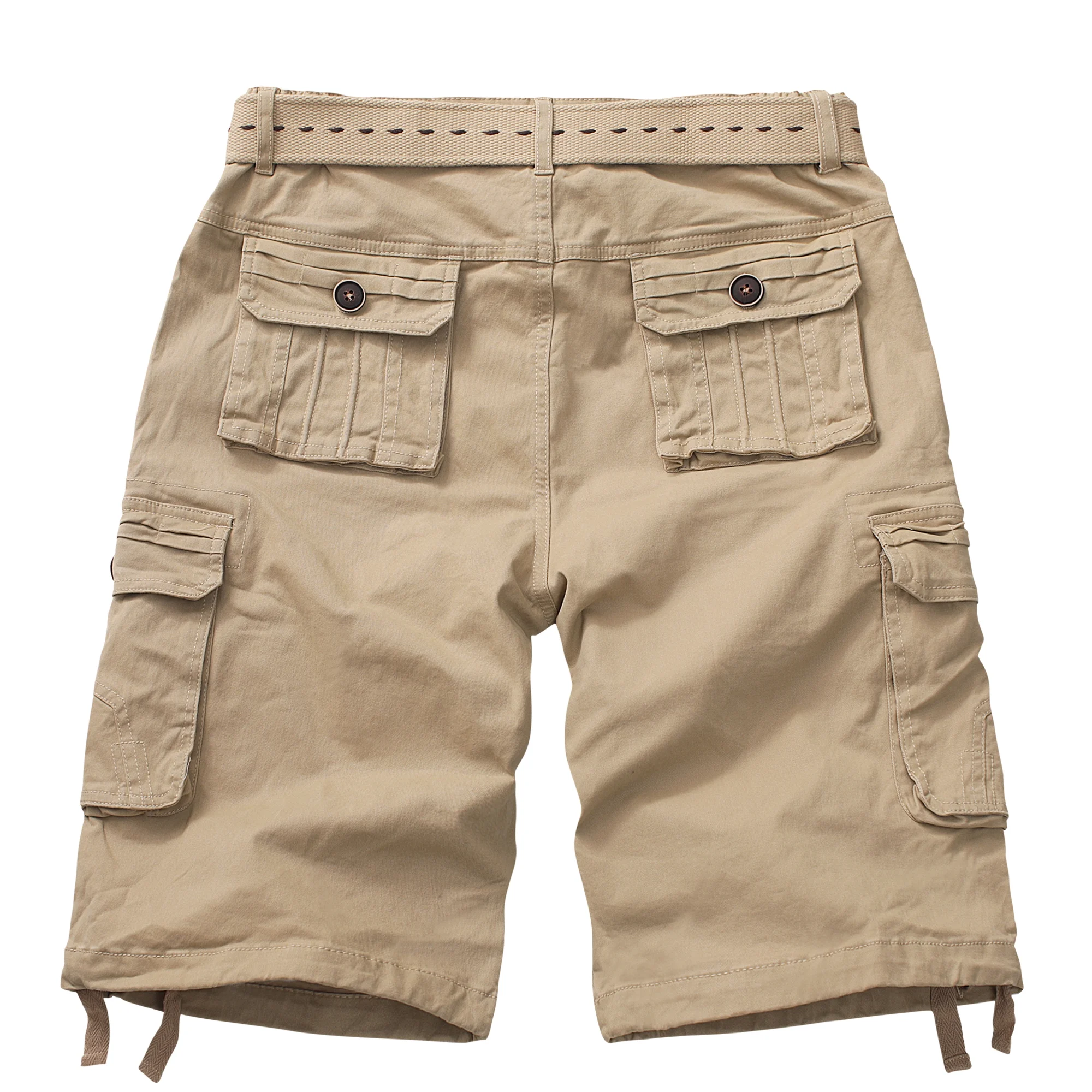 Women's Casual Fitted Multi-Pockets Twill Bermuda Cargo Shorts(No Belt),Khaki 16 - Curated Treasures Market
