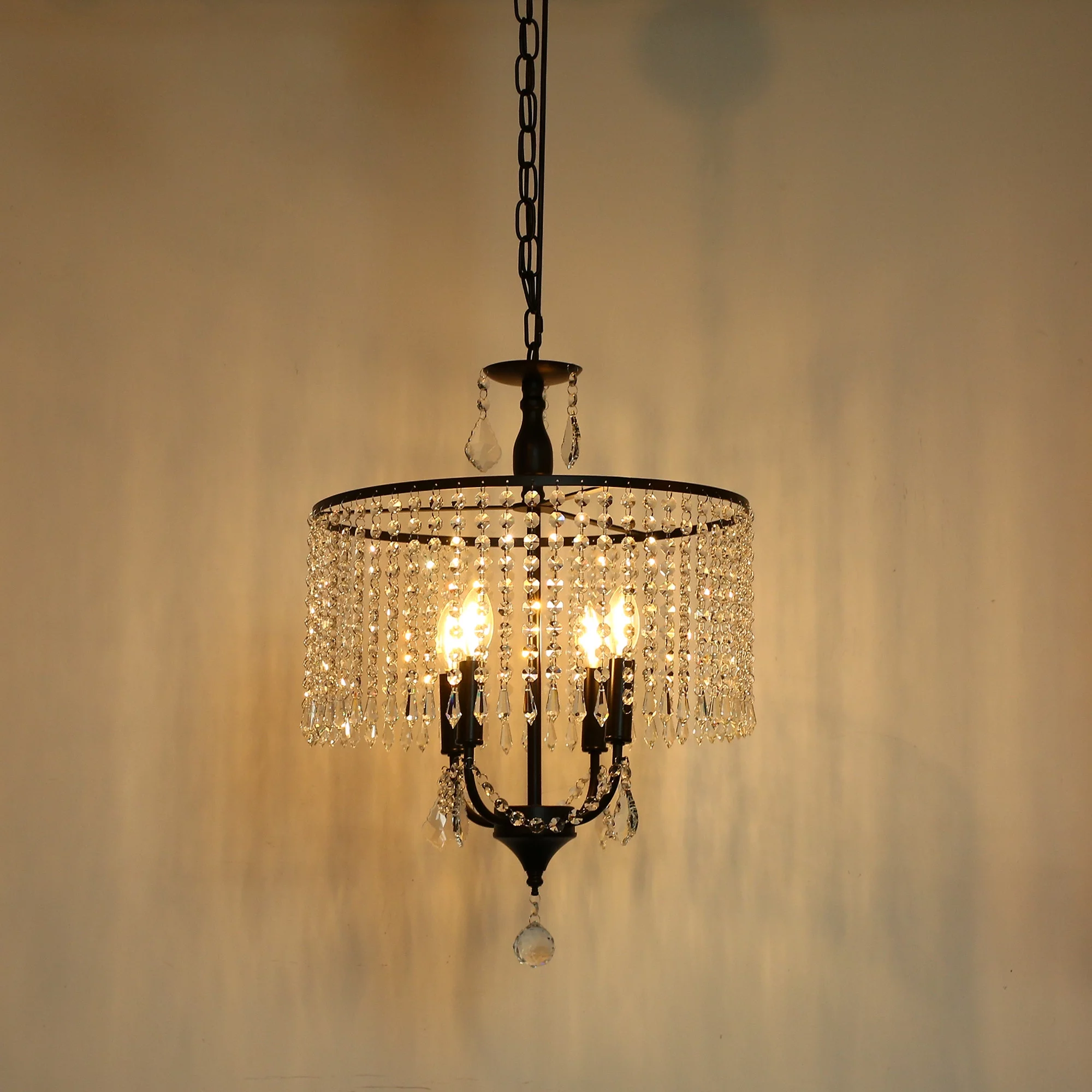 Brignite Crystal Chanderlier in Black, 3-Light Vintage Chandelier Lighting , Light Fixture for Living Room, Entry, Hall or Above The Dining Table