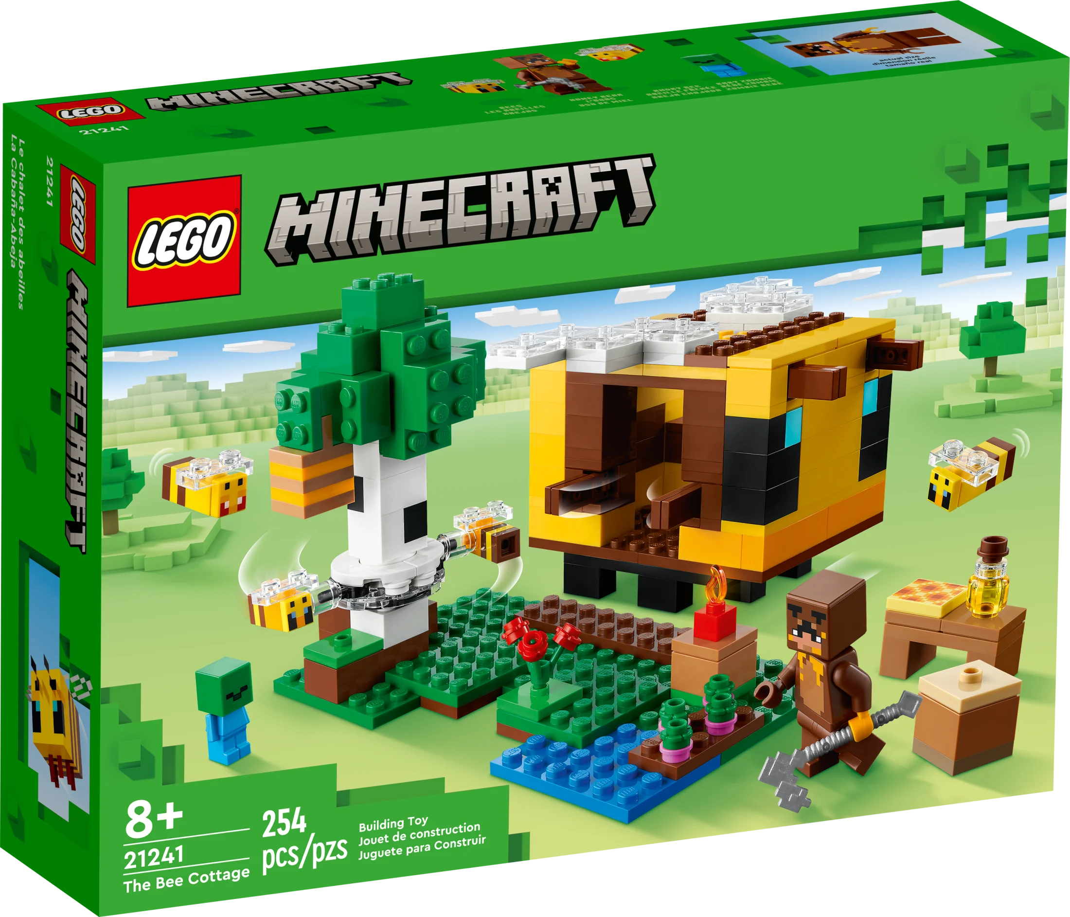 LEGO Minecraft The Bee Cottage 21241 Building Set - Construction Toy with Buildable House, Farm, Baby Zombie, and Animal Figures, Game Inspired Birthday Gift Idea for Boys and Girls Ages 8+
