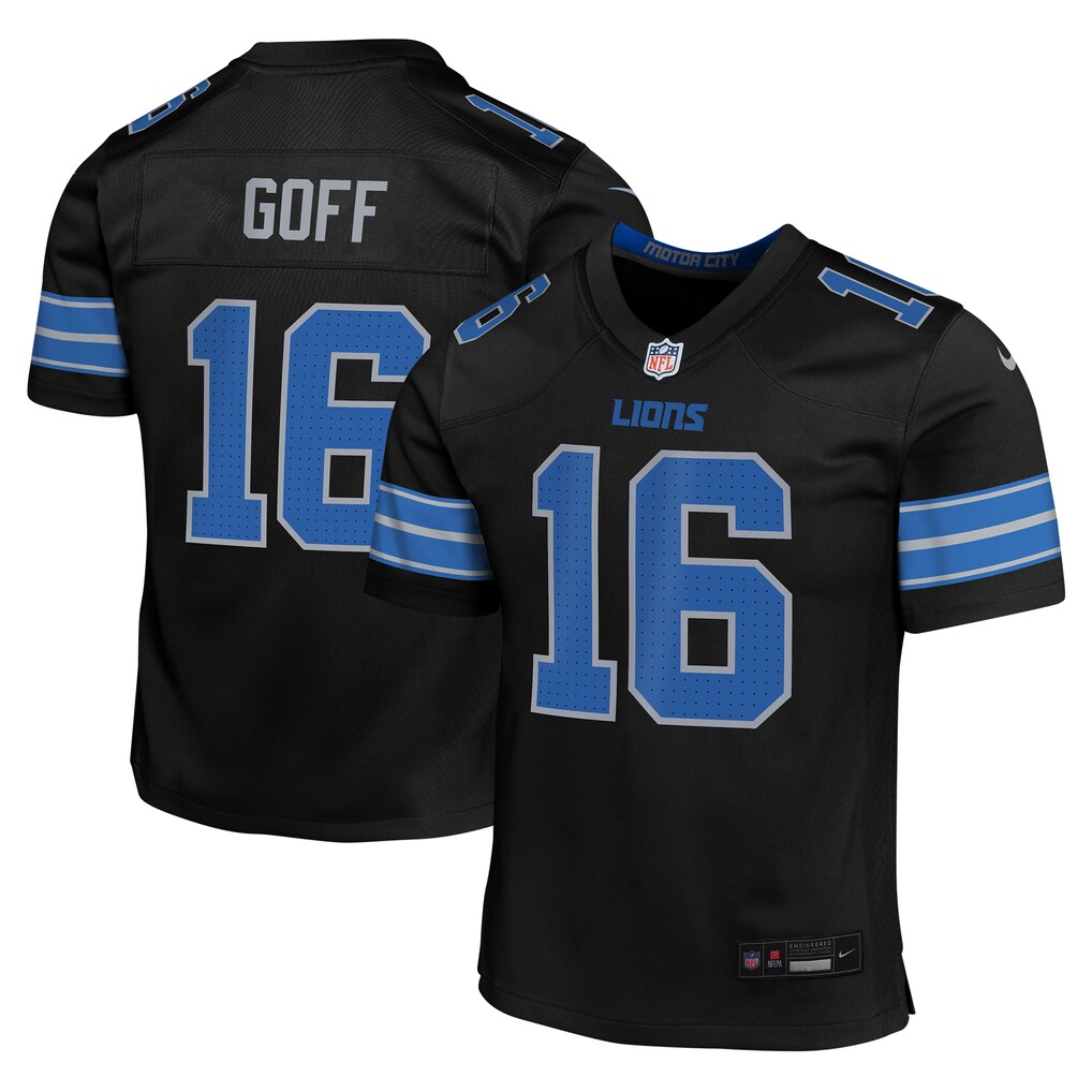 Youth Detroit Lions Jared Goff Nike Black Game Jersey