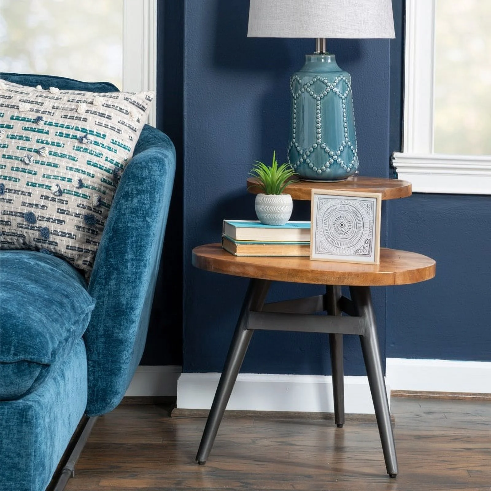 Powell Lakis Two Tier Side Table Silver - Curated Treasures Market