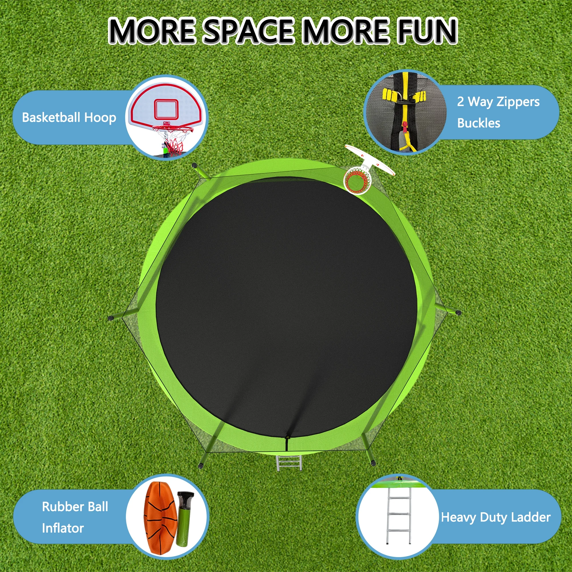 EUROCO 1300LB 15FT Trampoline for Adults and Kids, Trampoline with Enclosure ,Ladder,Basketball Hoop,Heavy Duty Recreational Trampoline Capacity for 7-8 Kids - Curated Treasures Market