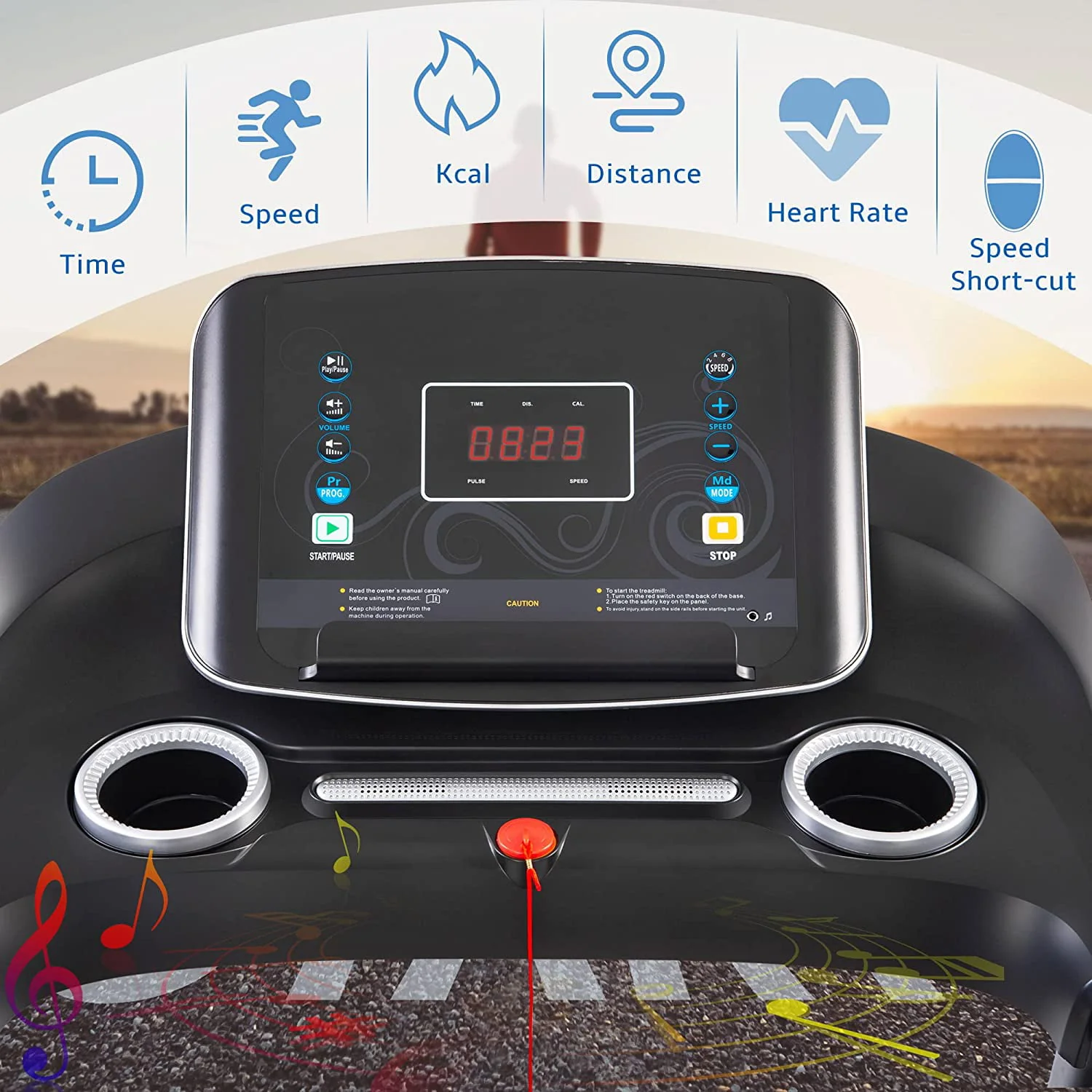 Folding Treadmills for Home - 3.5HP Portable Running Machine with Incline, 17 Wide Foldable Electric Treadmill for Walking Jogging Exercise with Bluetooth, 300 LBS Capacity Weight