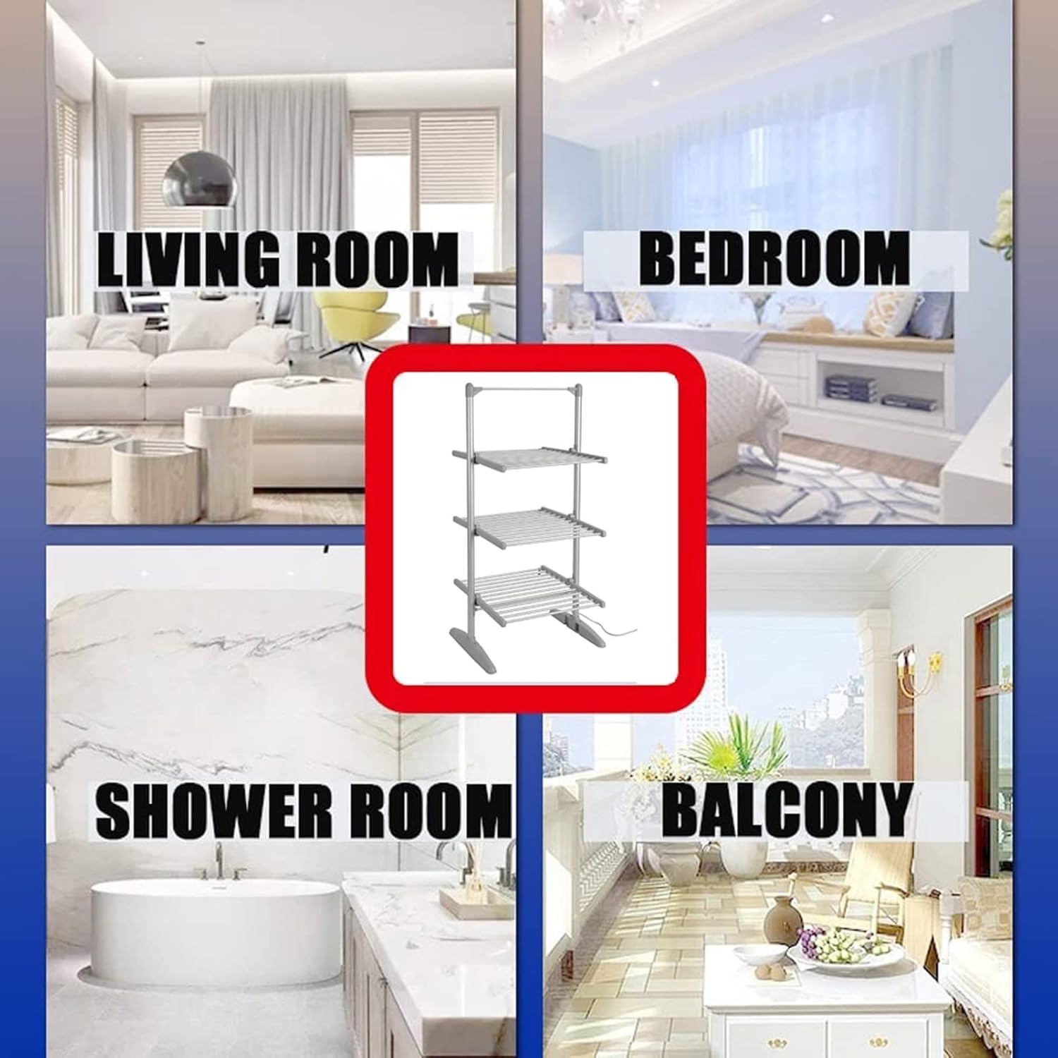 Electric Dryer Clothes Airer,3-Tier Foldable Heated Clothes Airer,Floor-Standing Clothes Drying Rack for Home Kitchen,Living Room,Bathroom,Laundry,300W Energy Efficient