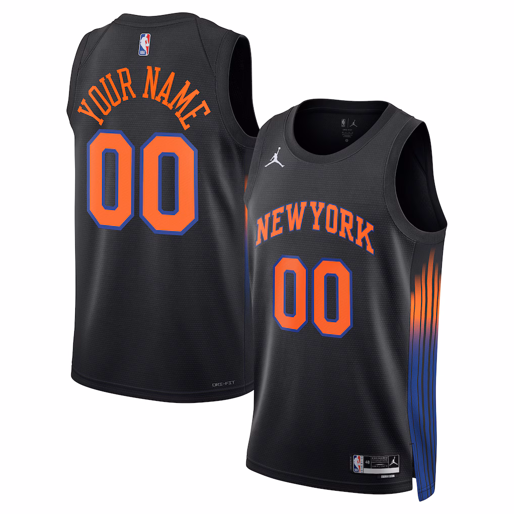 Unisex New York Knicks Jordan Brand Black Swingman Custom Jersey - Statement Edition