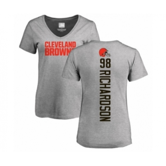 Football Women's Cleveland Browns #98 Sheldon Richardson Ash Backer V-Neck T-Shirt