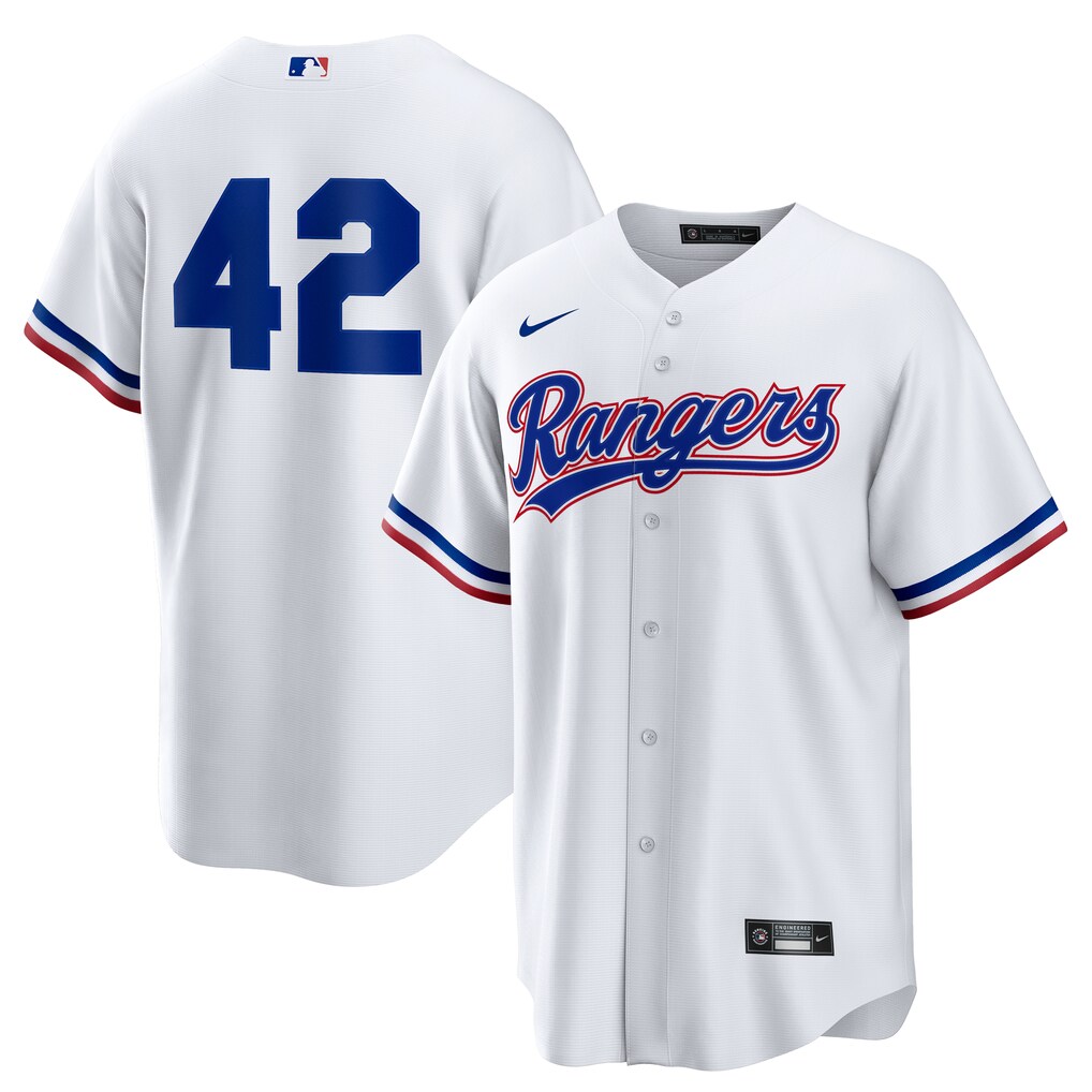 Men's Texas Rangers Nike White Home  2025 Jackie Robinson Day Replica Jersey