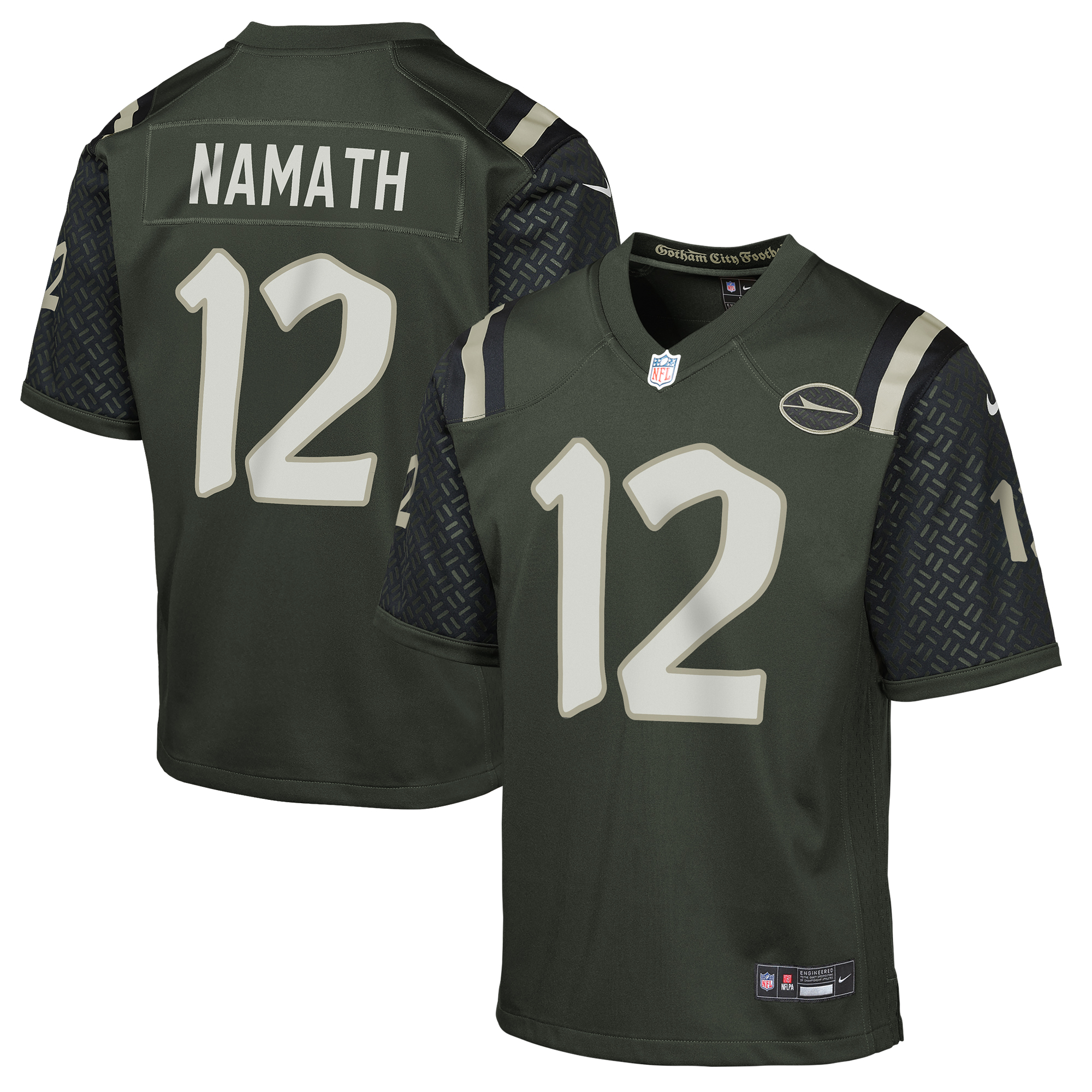 Youth New York Jets Joe Namath Nike Gotham Green 2025 Rivalries Collection Retired Player Game Jersey