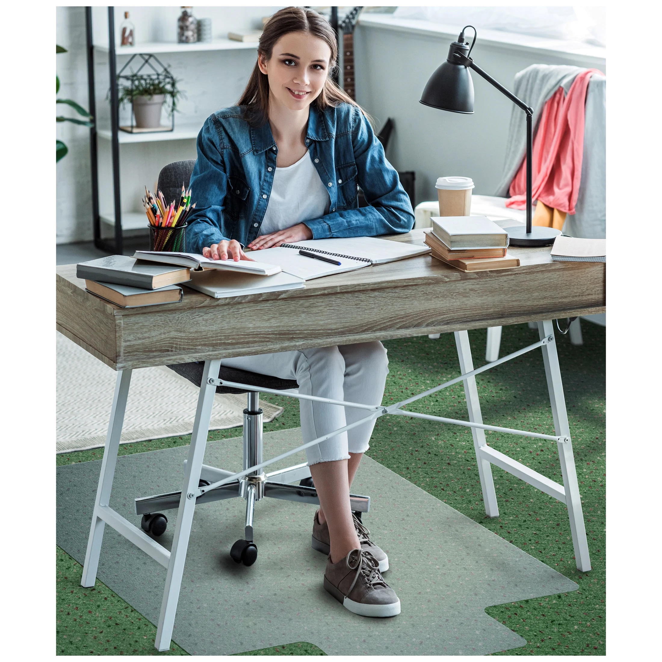 Valuemat? Basic Vinyl Lipped Chair Mat for Low Pile Carpets - 36