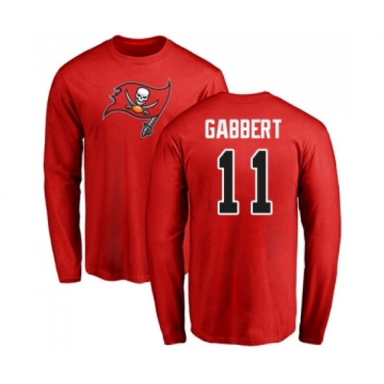 Football Tampa Bay Buccaneers #11 Blaine Gabbert Red Name & Number Logo Long Sleeve T-Shirt