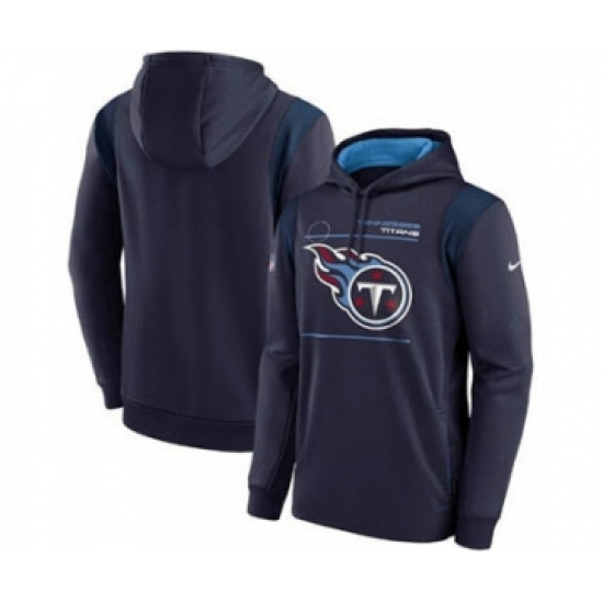 Men's Tennessee Titans 2021 Navy Sideline Logo Performance Pullover Hoodie