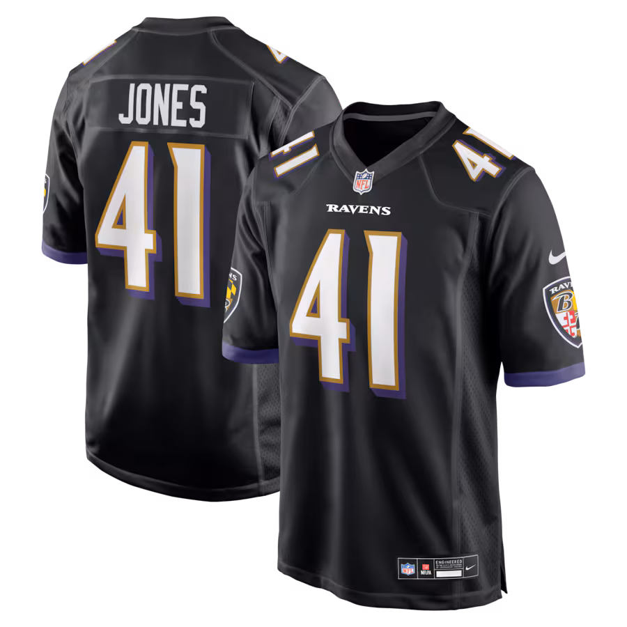 Men's Baltimore Ravens Dre'Mont Jones Nike Black Alternate Game Jersey