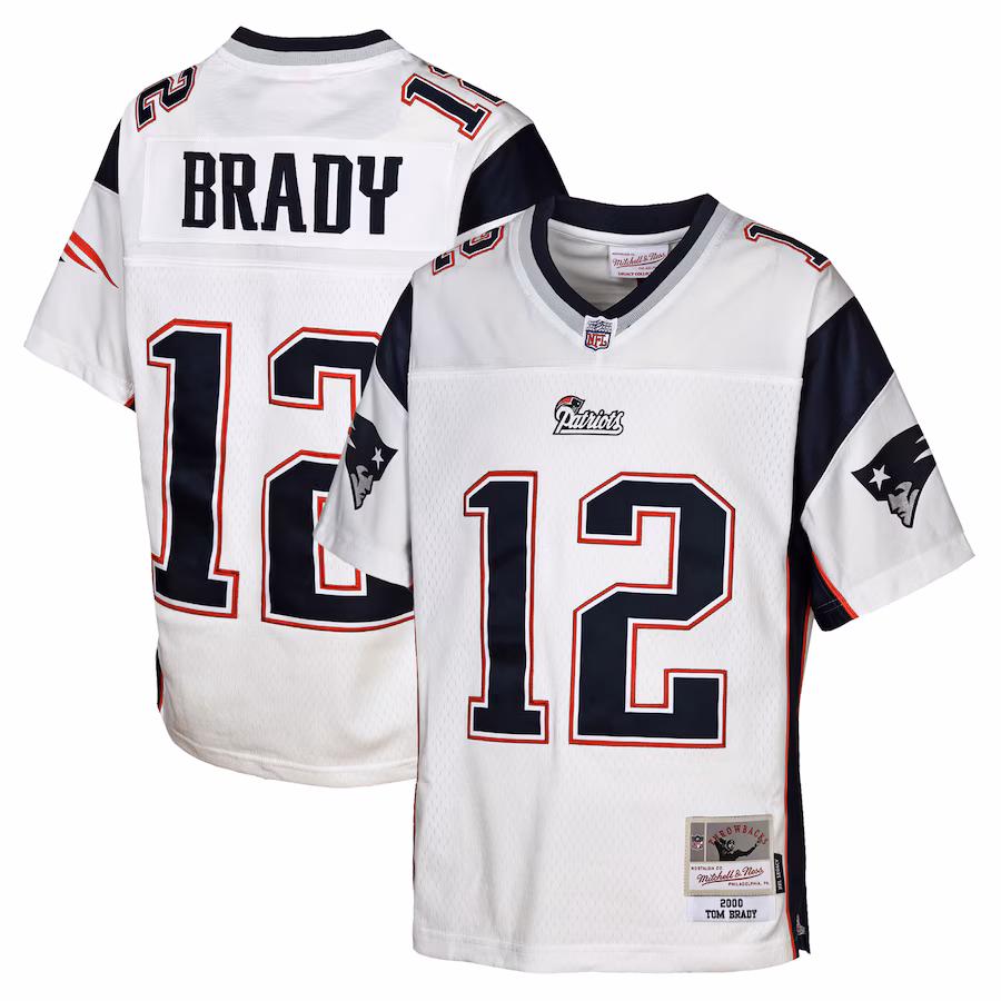 Youth New England Patriots Tom Brady Mitchell & Ness White 2000 Legacy Replica Jersey